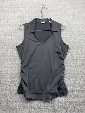 Callaway Sleeveless Tank Top Ruched Gray Golf Top Shirt Wom Sz M Preppy Sports